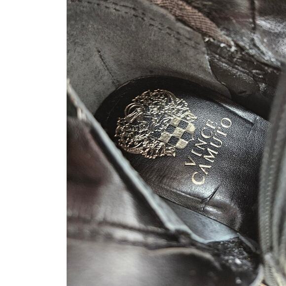 NEW Vince Camuto 6 Eyana Over-the-Knee Boot Black Leather Chunky Goth Whimsygoth - Picture 2 of 6